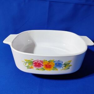 Corningware White Baking Dish with Floral Design